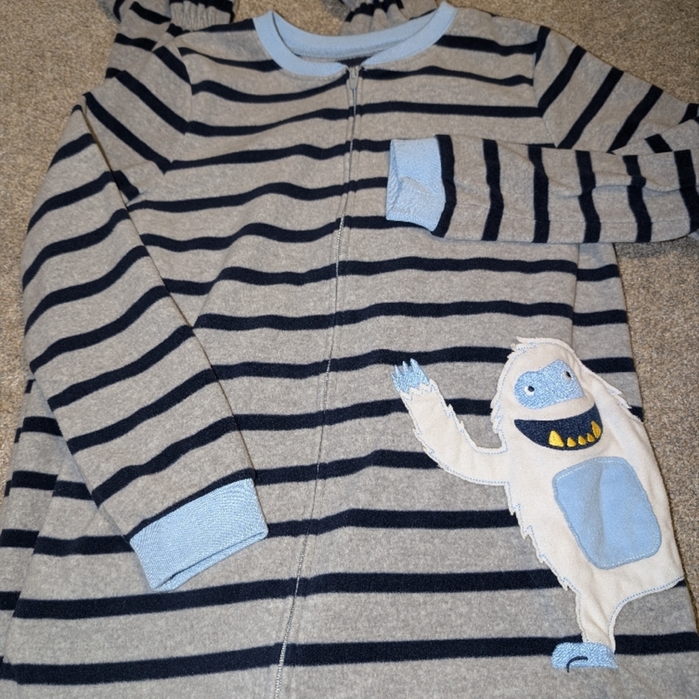 Carter's Gray and Blue Striped Onesie with Yeti
